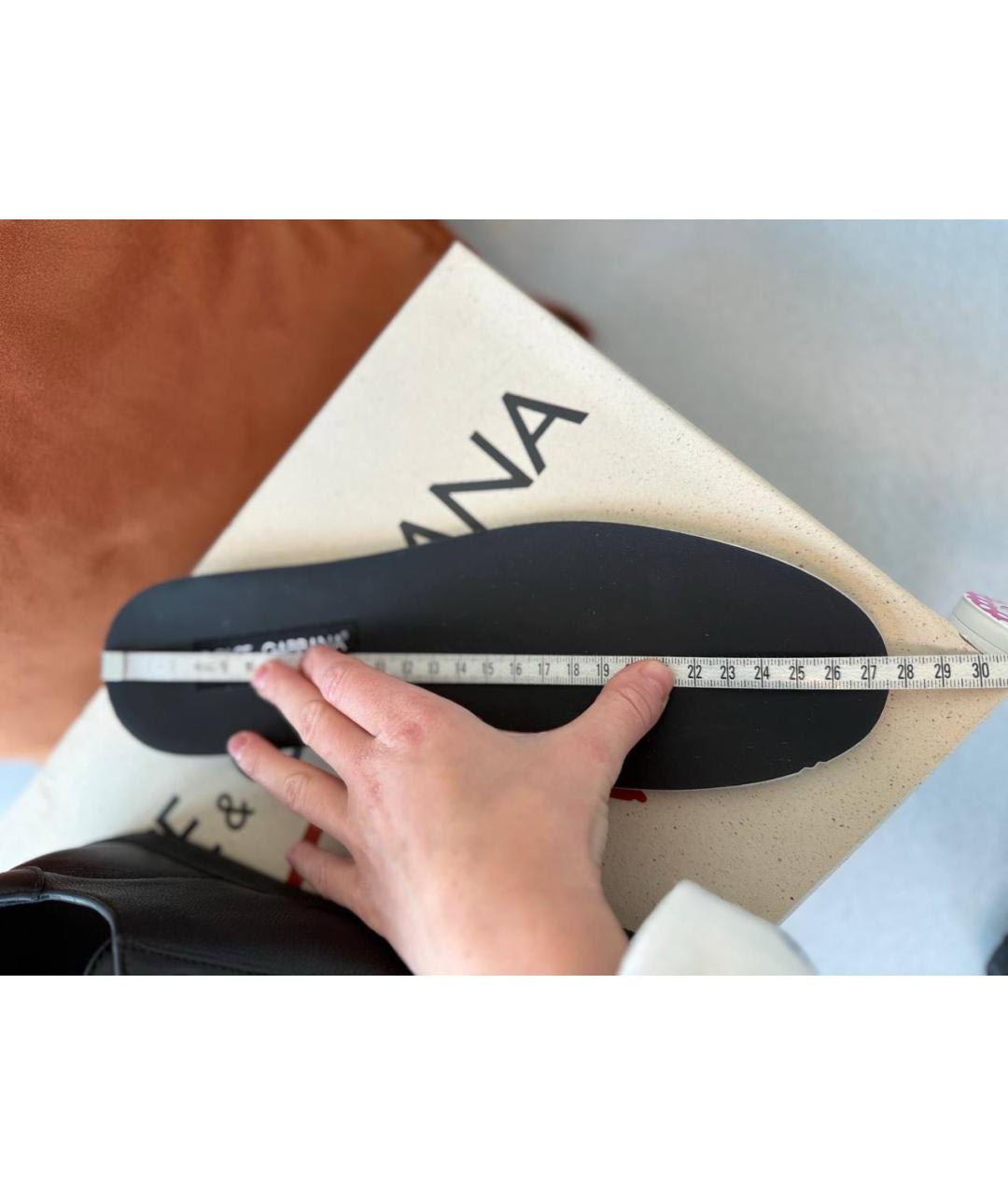 DOLCE&GABBANA Черные кожаные низкие кроссовки / кеды, фото 4