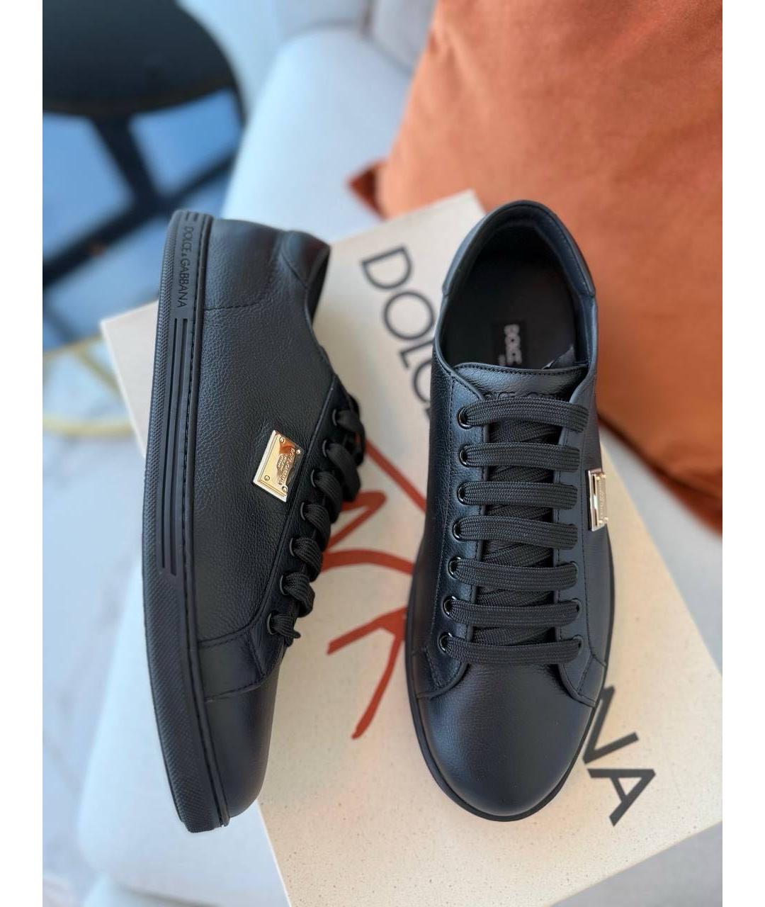 DOLCE&GABBANA Черные кожаные низкие кроссовки / кеды, фото 6