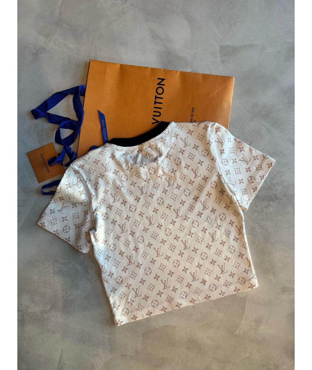 LOUIS VUITTON Бежевая хлопковая футболка, фото 2
