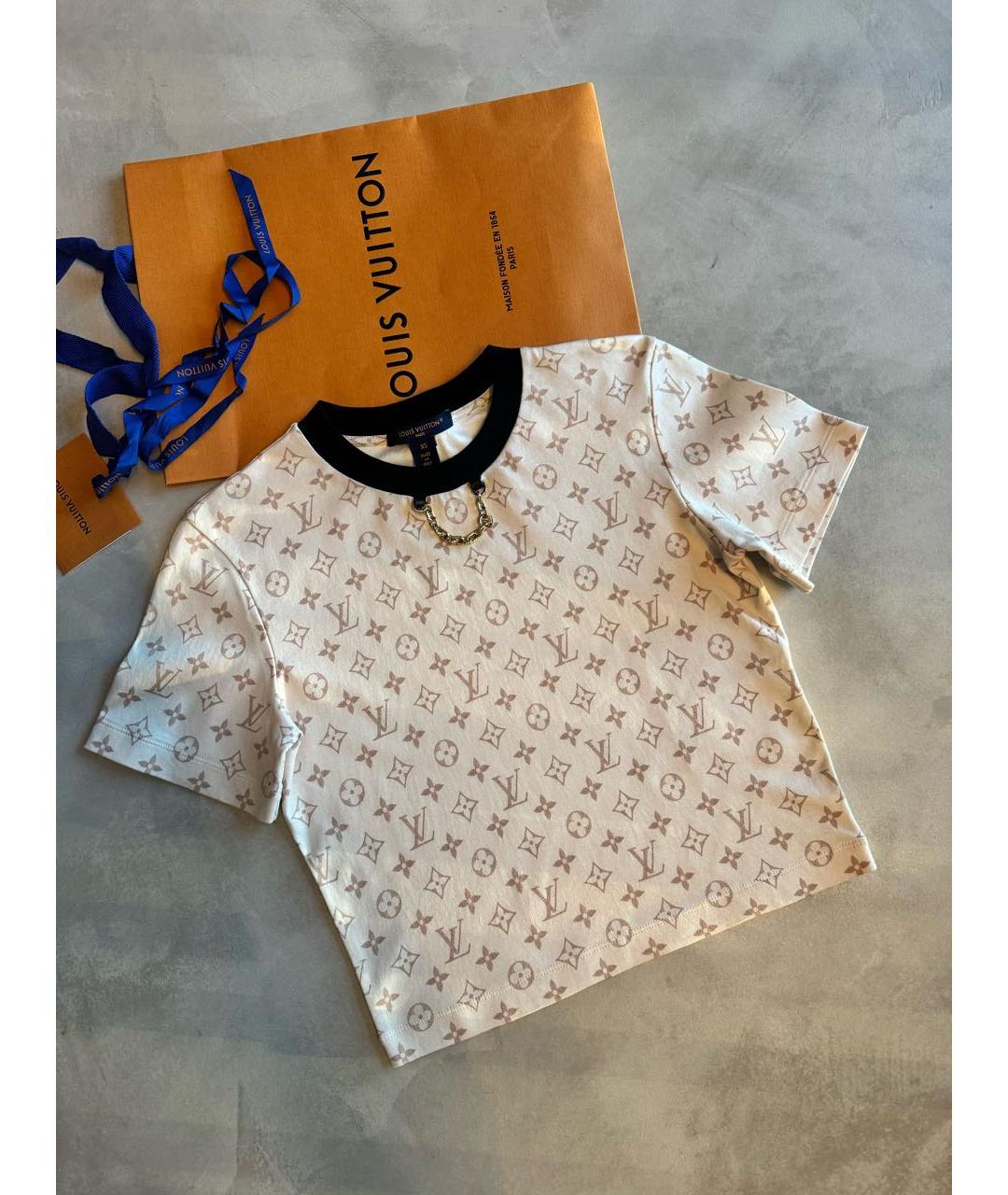 LOUIS VUITTON Бежевая хлопковая футболка, фото 5