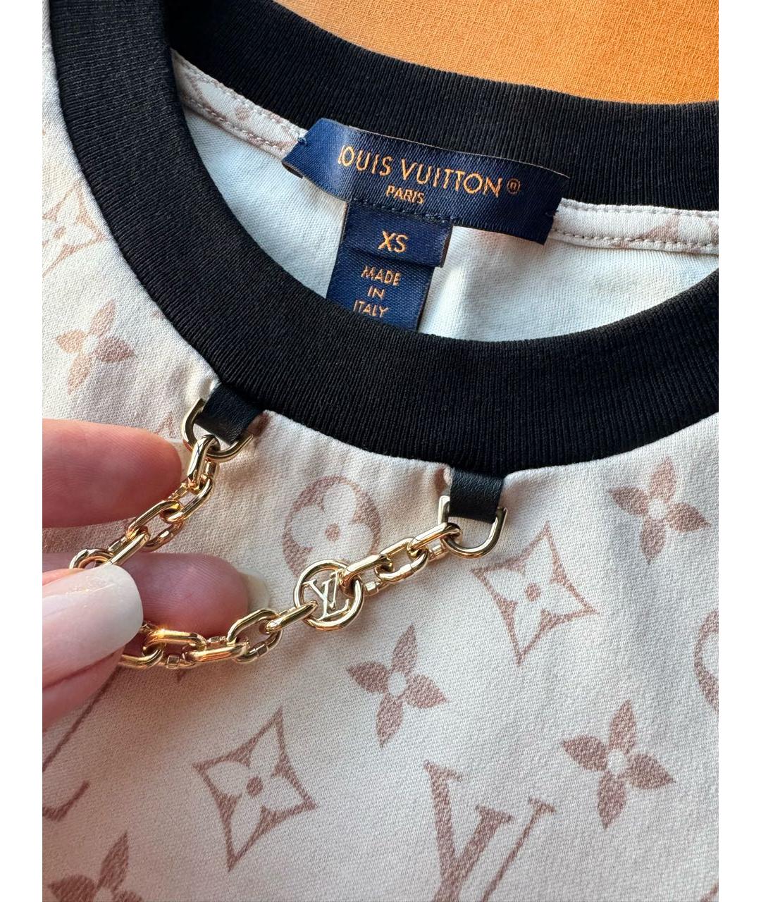 LOUIS VUITTON Бежевая хлопковая футболка, фото 3