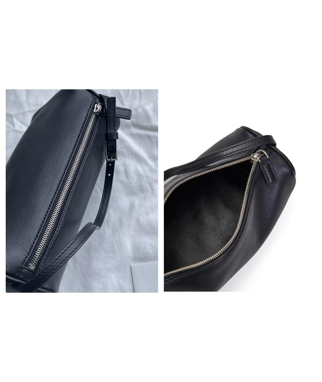 THE ROW Черная кожаная сумка с короткими ручками, фото 3