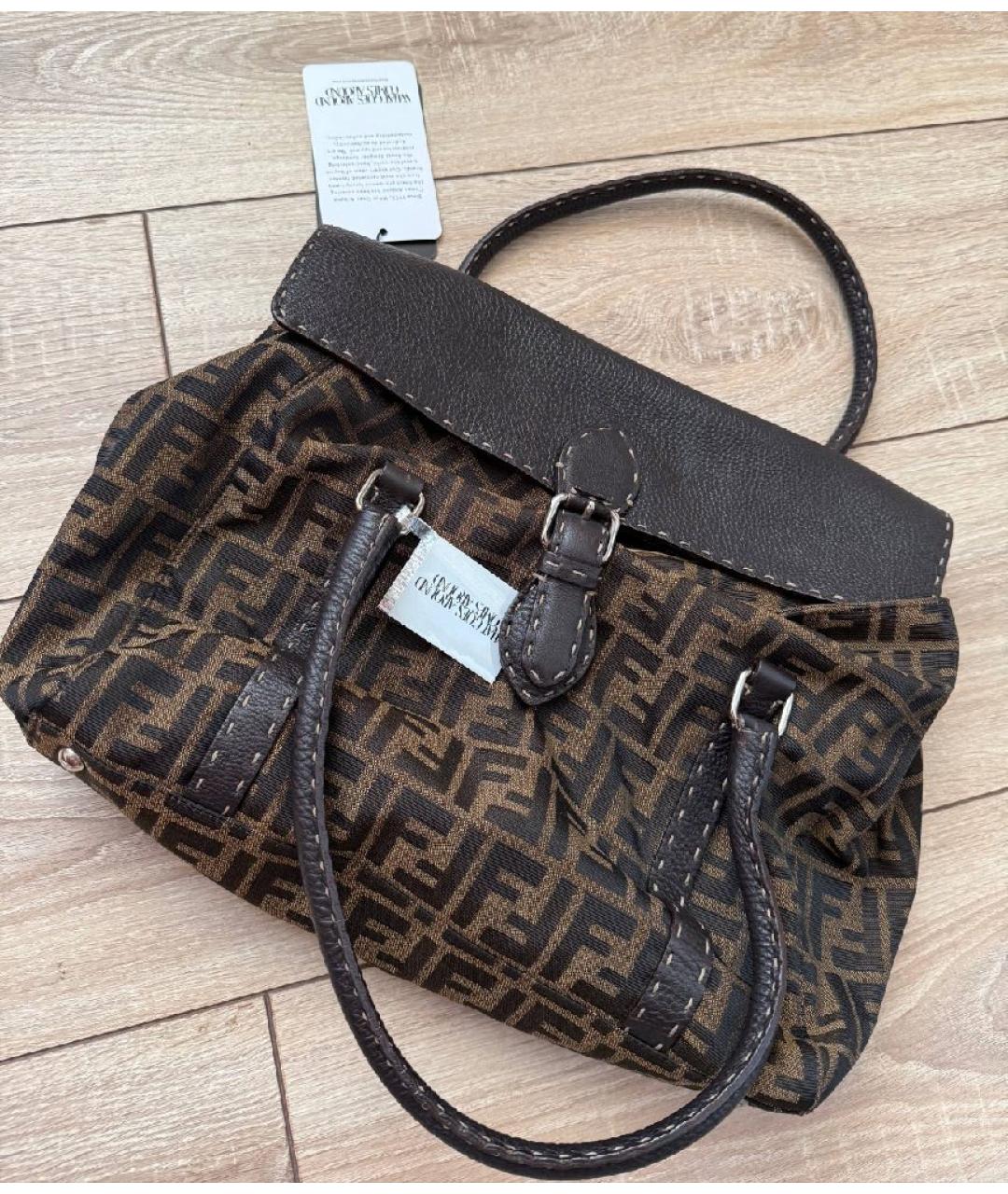 FENDI Коричневая сумка с короткими ручками, фото 5