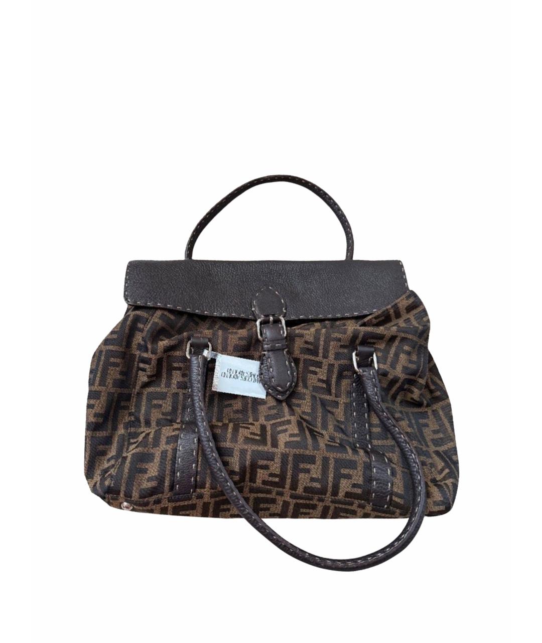 FENDI Коричневая сумка с короткими ручками, фото 1