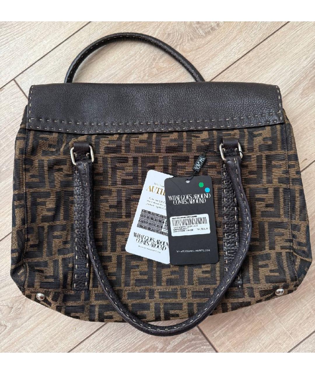 FENDI Коричневая сумка с короткими ручками, фото 2