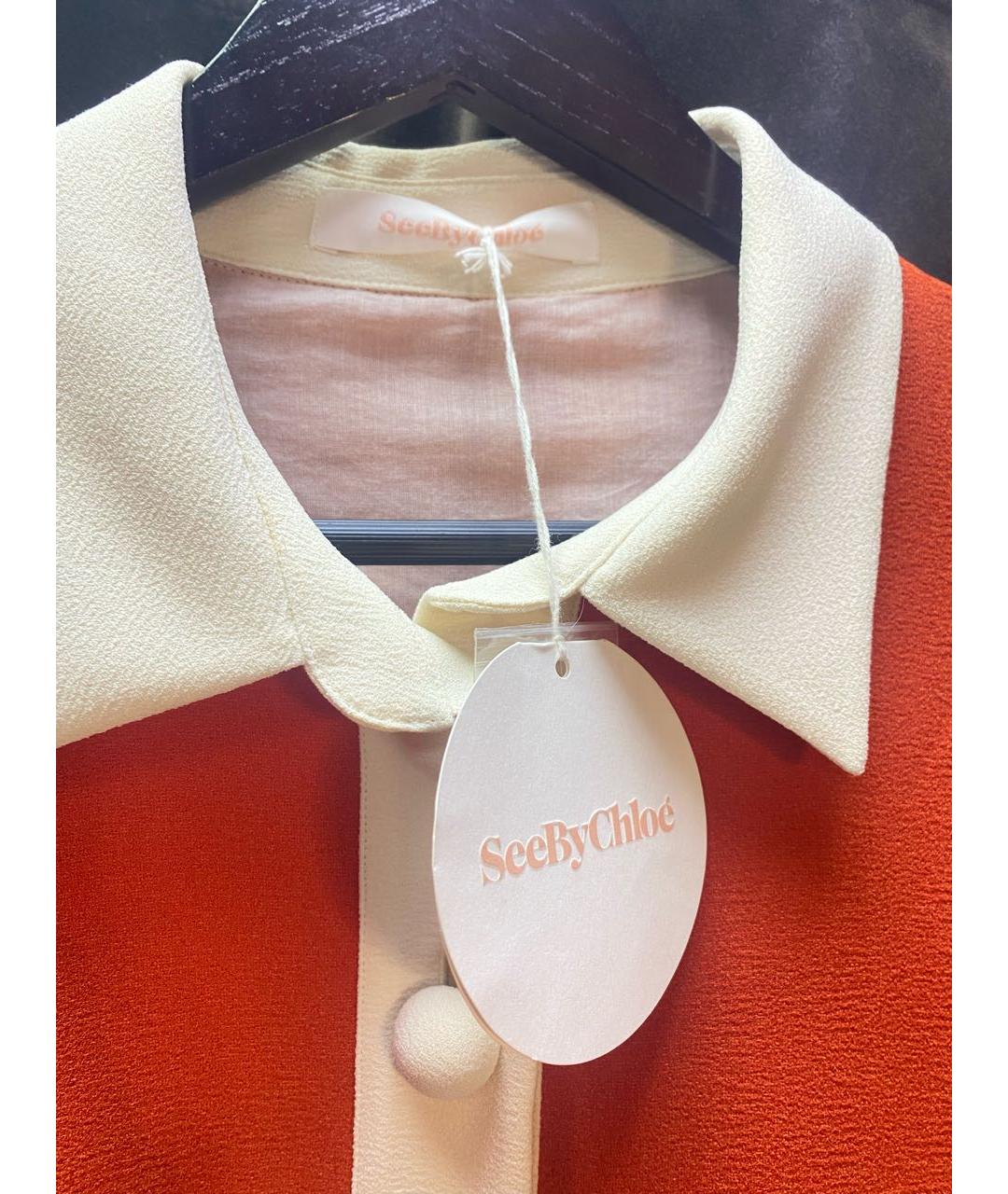 SEE BY CHLOE Оранжевое полиэстеровое повседневное платье, фото 2