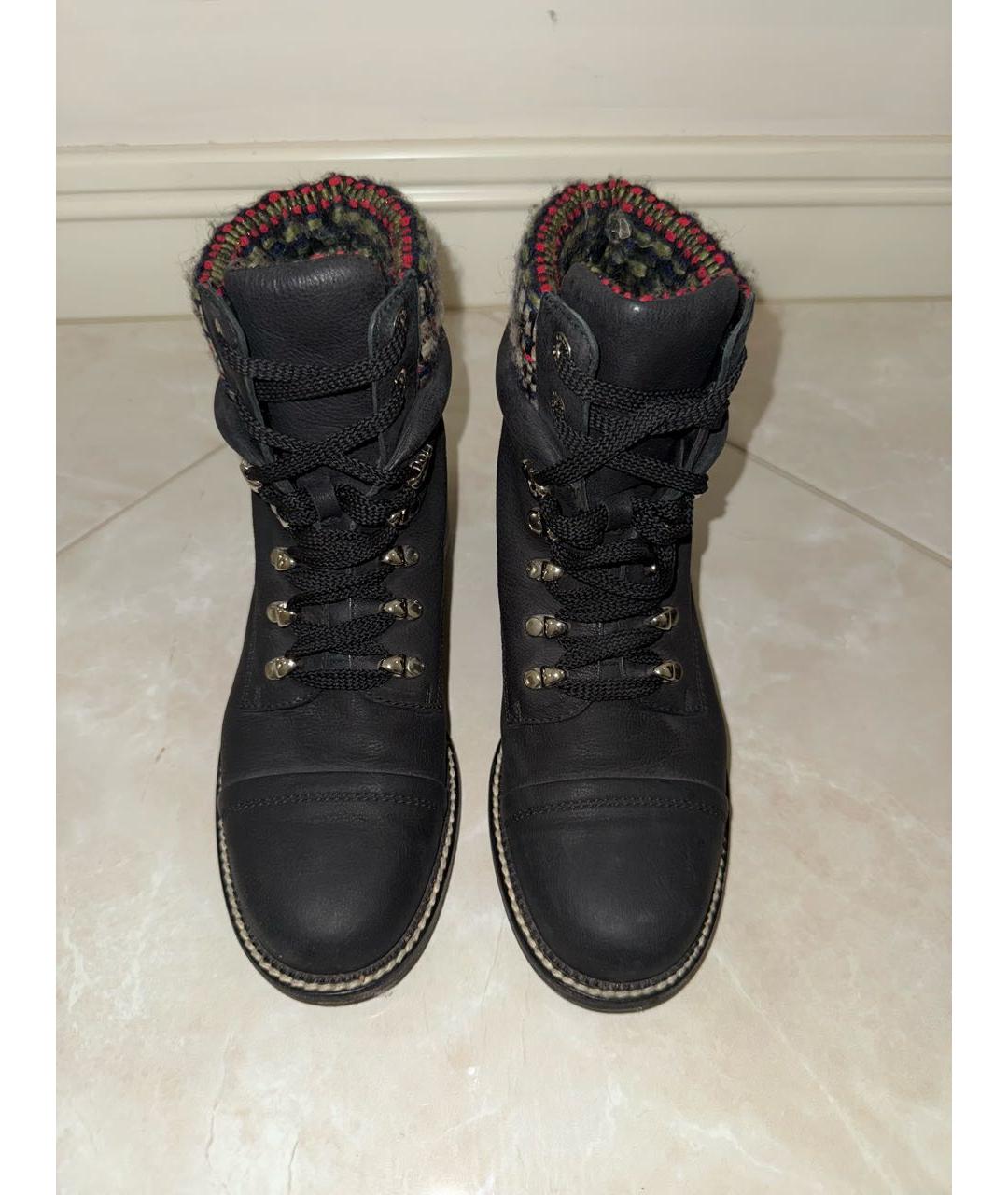 CHANEL Темно-синие кожаные ботинки, фото 2