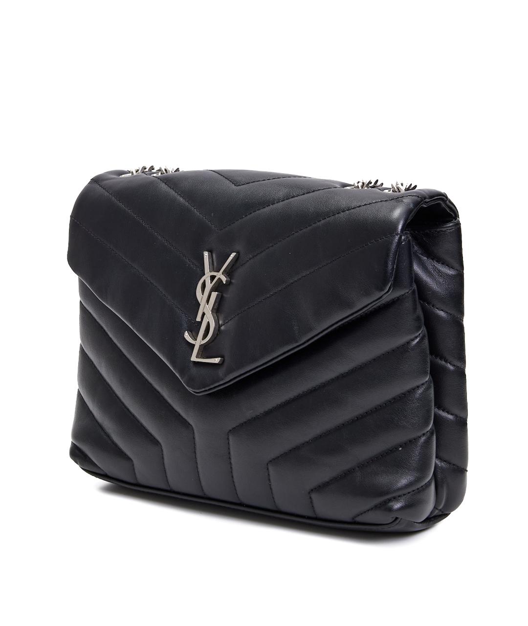 SAINT LAURENT Черная кожаная сумка через плечо, фото 2