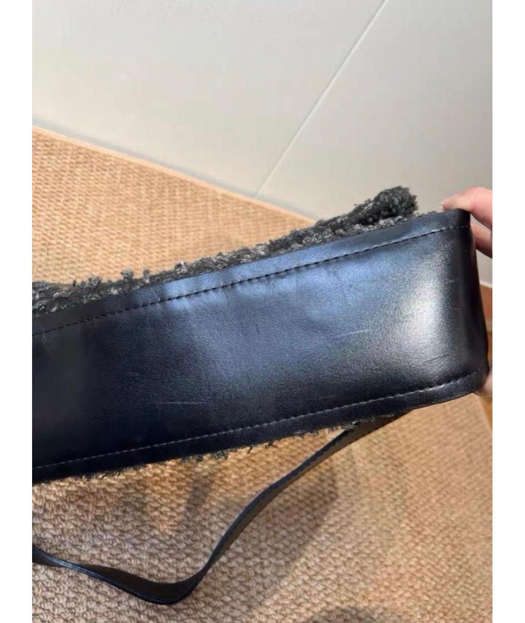 CHANEL Антрацитовая твидовая сумка через плечо, фото 6