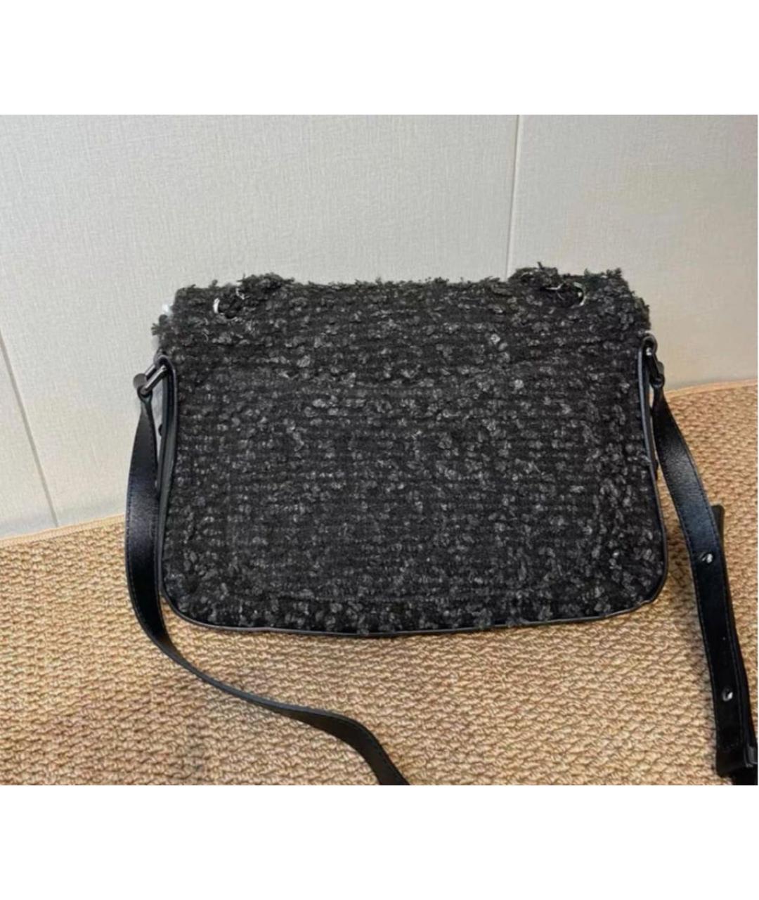 CHANEL Антрацитовая твидовая сумка через плечо, фото 5