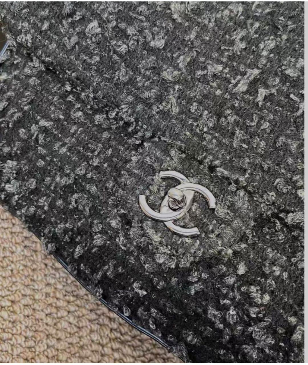 CHANEL Антрацитовая твидовая сумка через плечо, фото 3