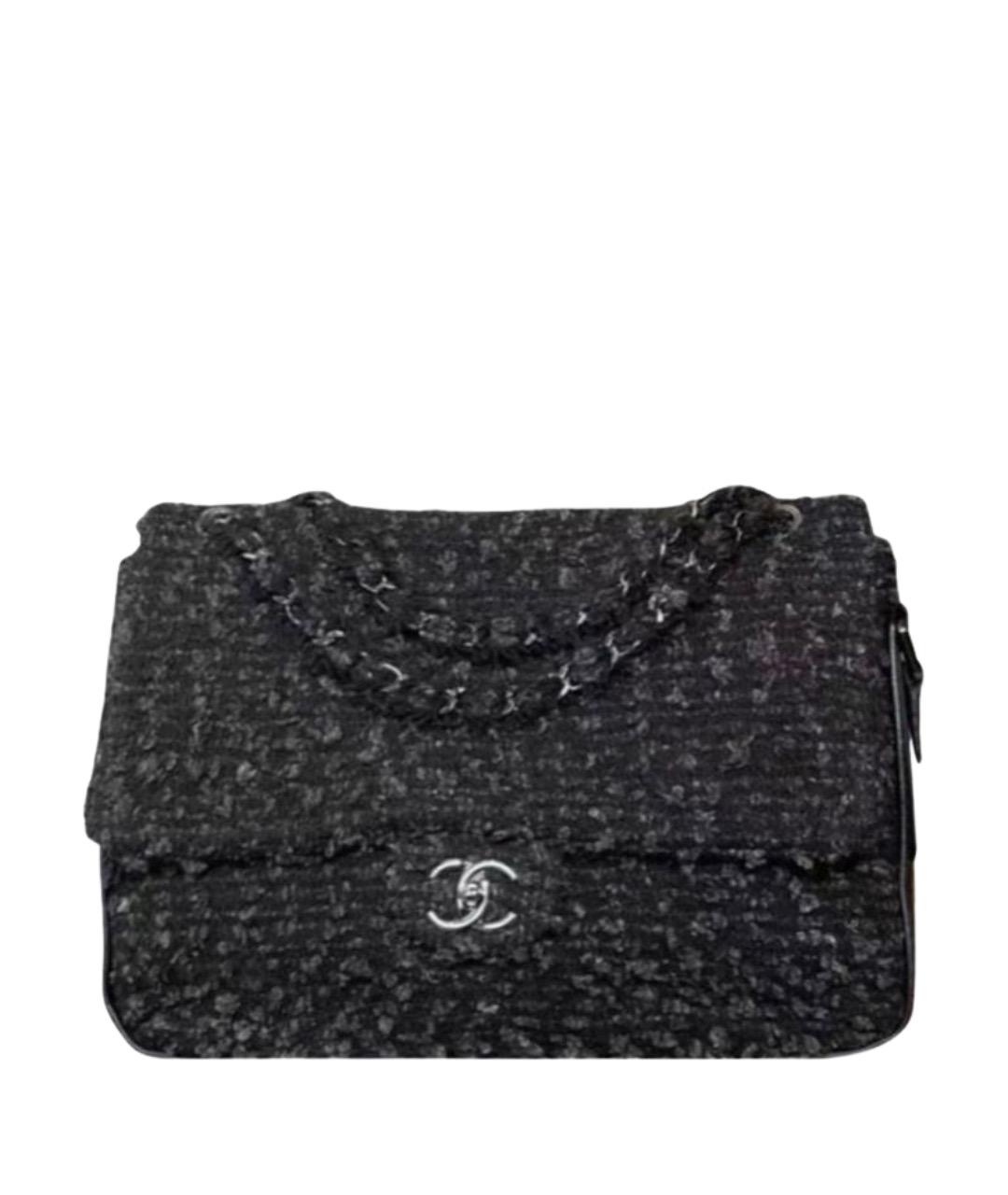 CHANEL Антрацитовая твидовая сумка через плечо, фото 1