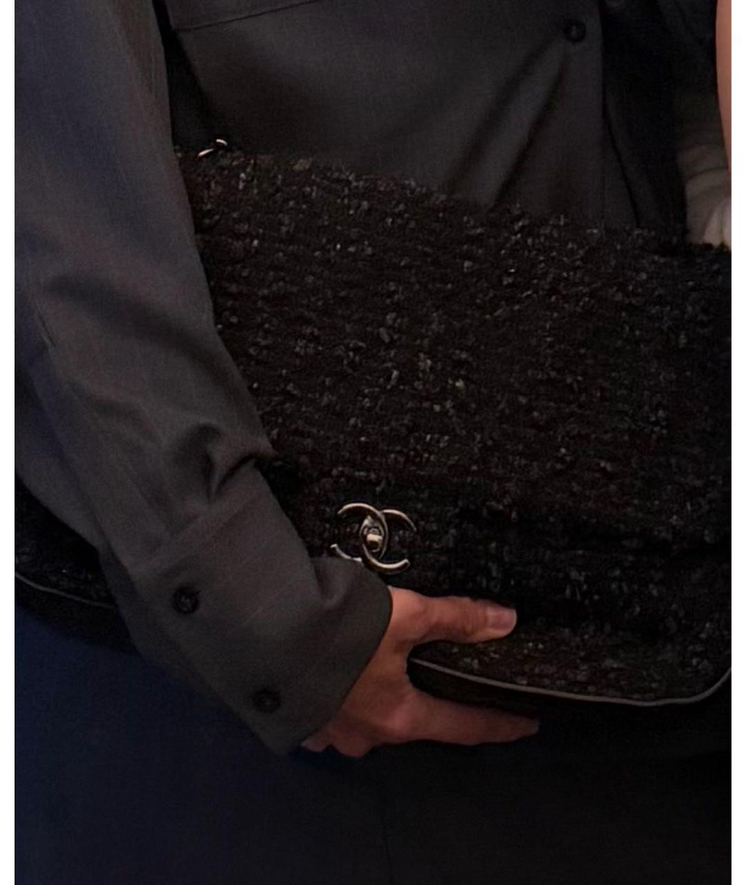 CHANEL Антрацитовая твидовая сумка через плечо, фото 8