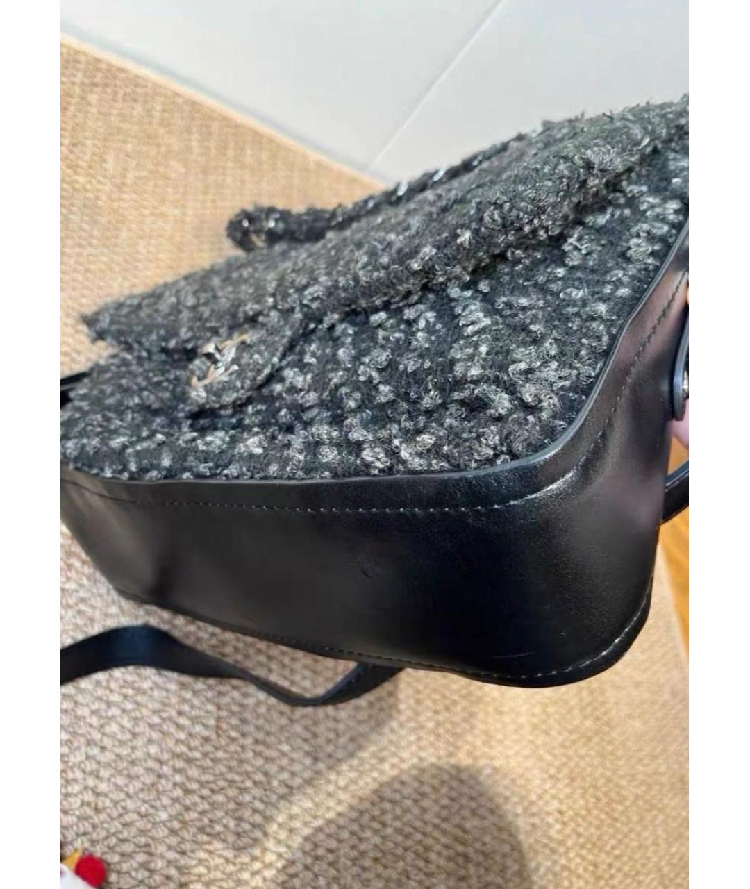 CHANEL Антрацитовая твидовая сумка через плечо, фото 4