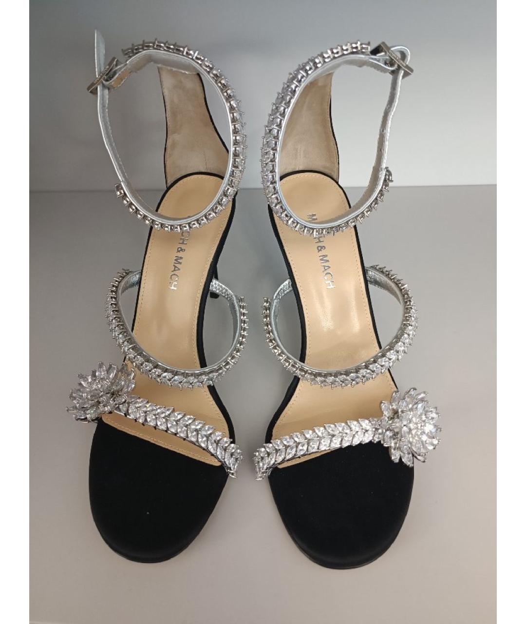 MACH&MACH Черные текстильные босоножки, фото 2