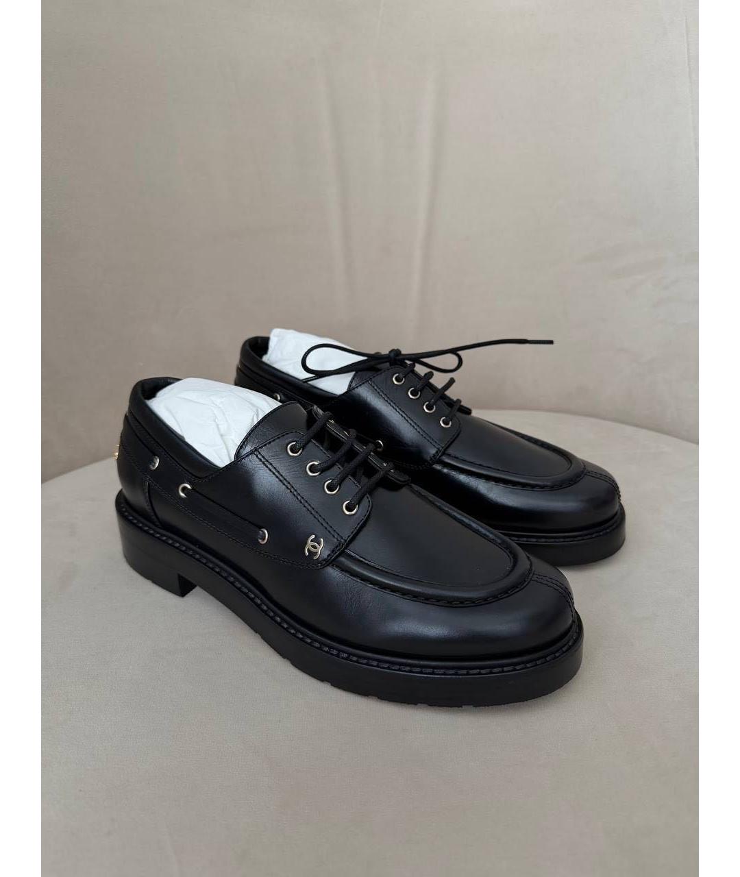 CHANEL Черные кожаные брогги и оксфорды, фото 3