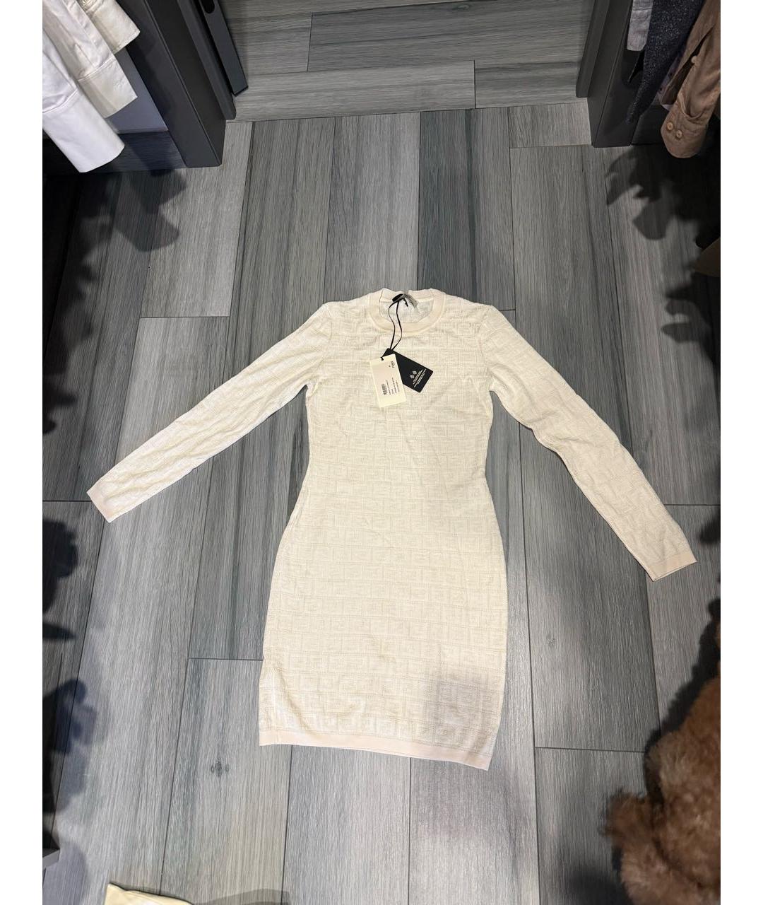 FENDI Белое хлопковое повседневное платье, фото 7