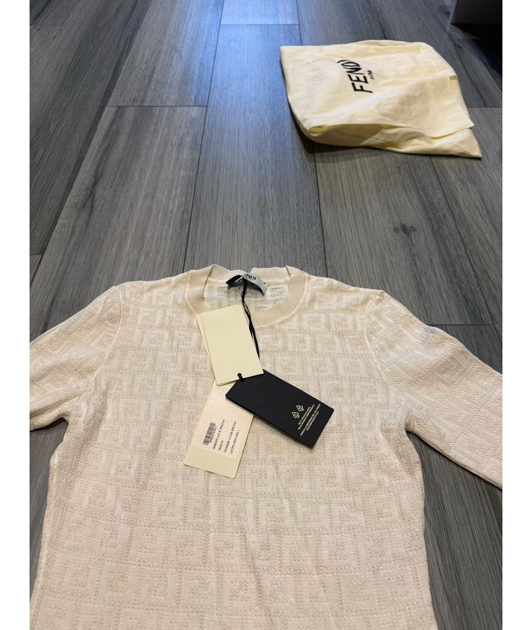 FENDI Белое хлопковое повседневное платье, фото 6