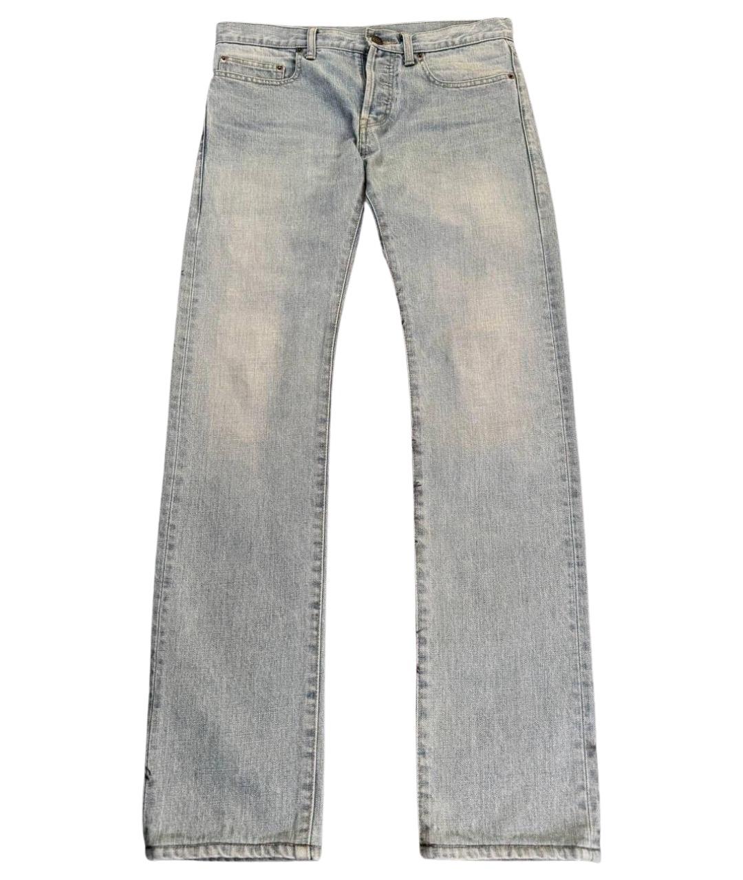 SAINT LAURENT Голубые хлопковые джинсы скинни, фото 1