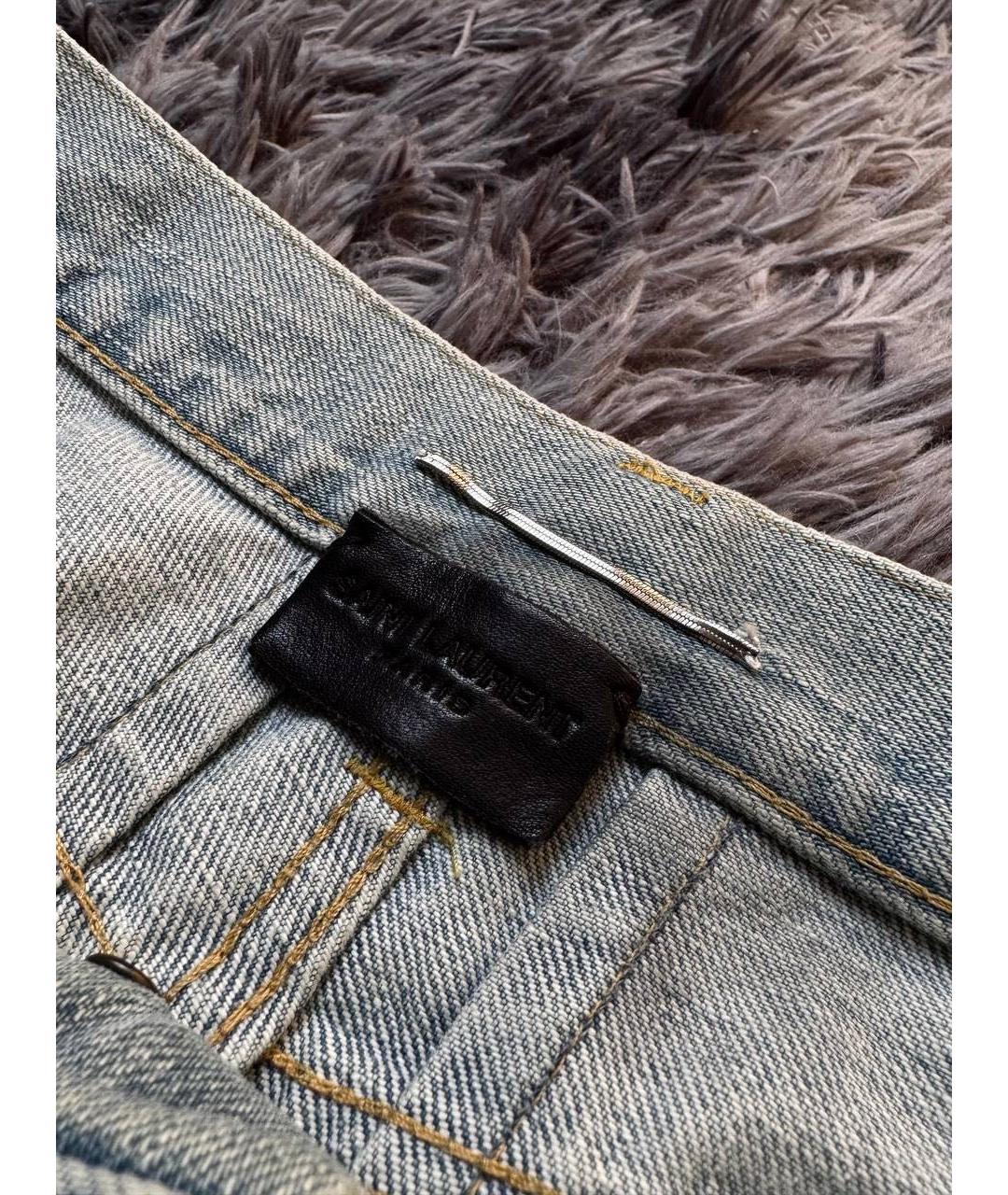 SAINT LAURENT Голубые хлопковые джинсы скинни, фото 6