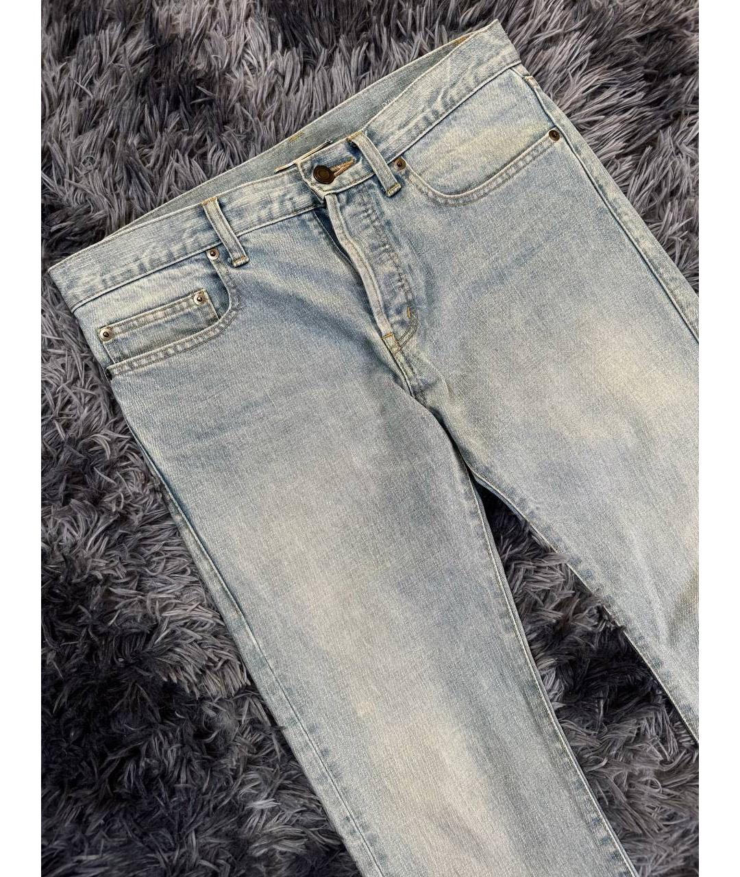 SAINT LAURENT Голубые хлопковые джинсы скинни, фото 3