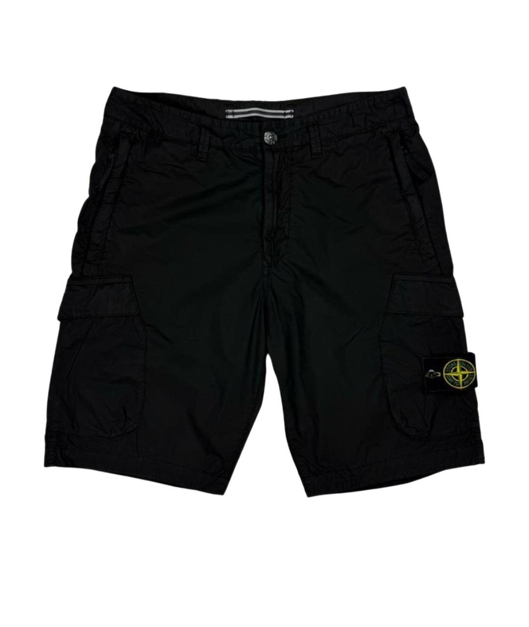STONE ISLAND Черные хлопковые шорты, фото 1