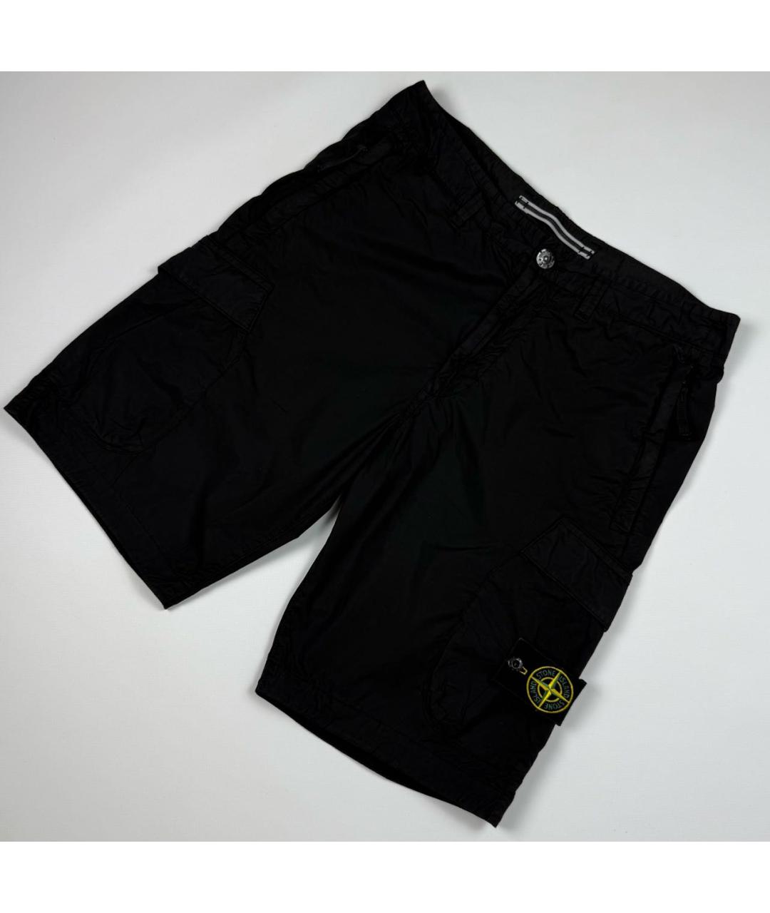 STONE ISLAND Черные хлопковые шорты, фото 2