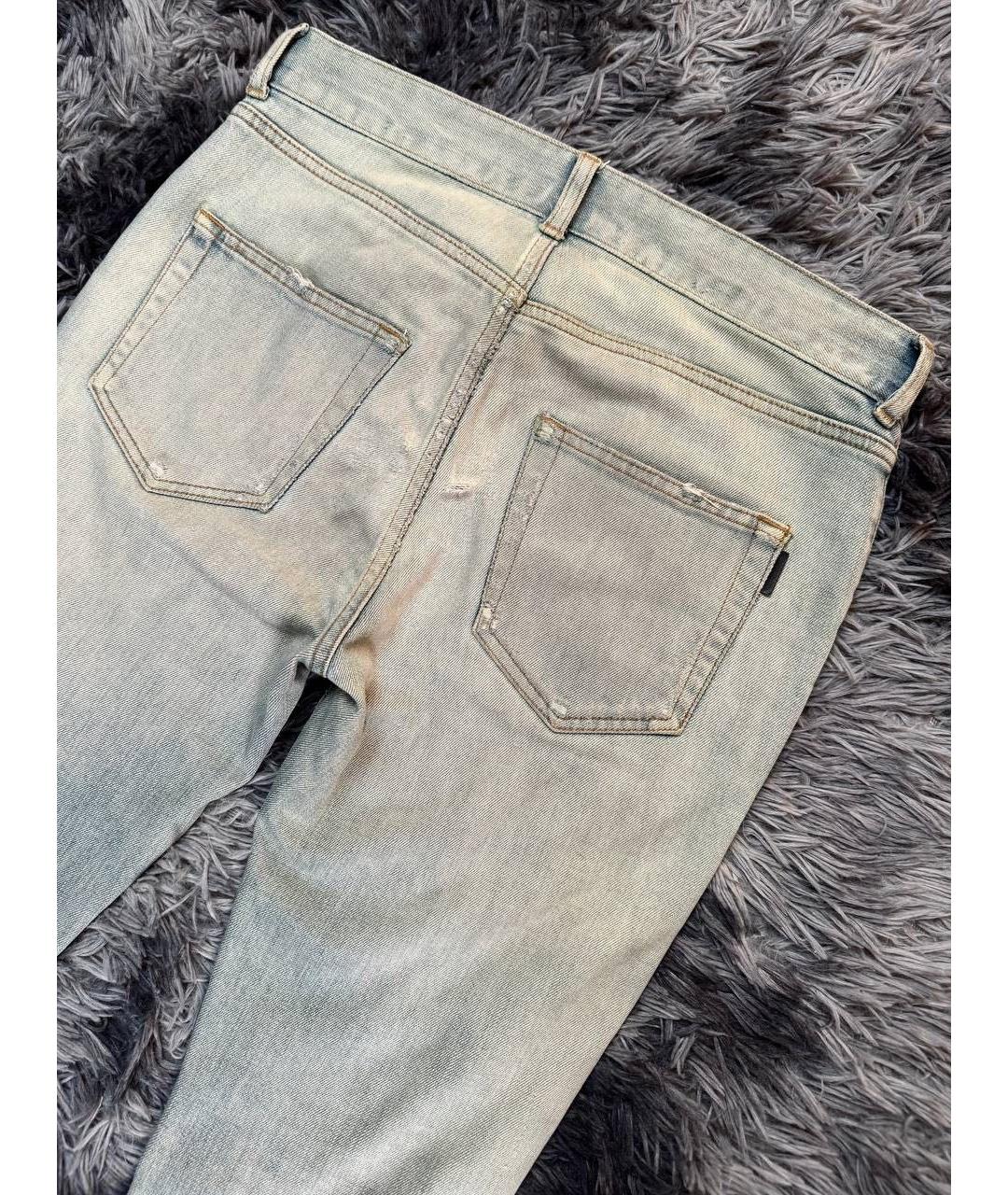 SAINT LAURENT Голубые хлопковые джинсы скинни, фото 4
