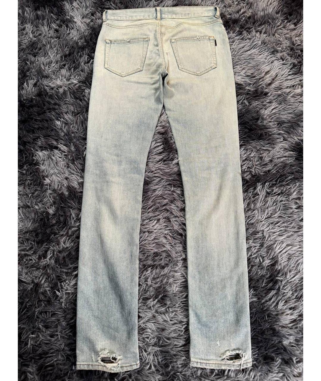 SAINT LAURENT Голубые хлопковые джинсы скинни, фото 2