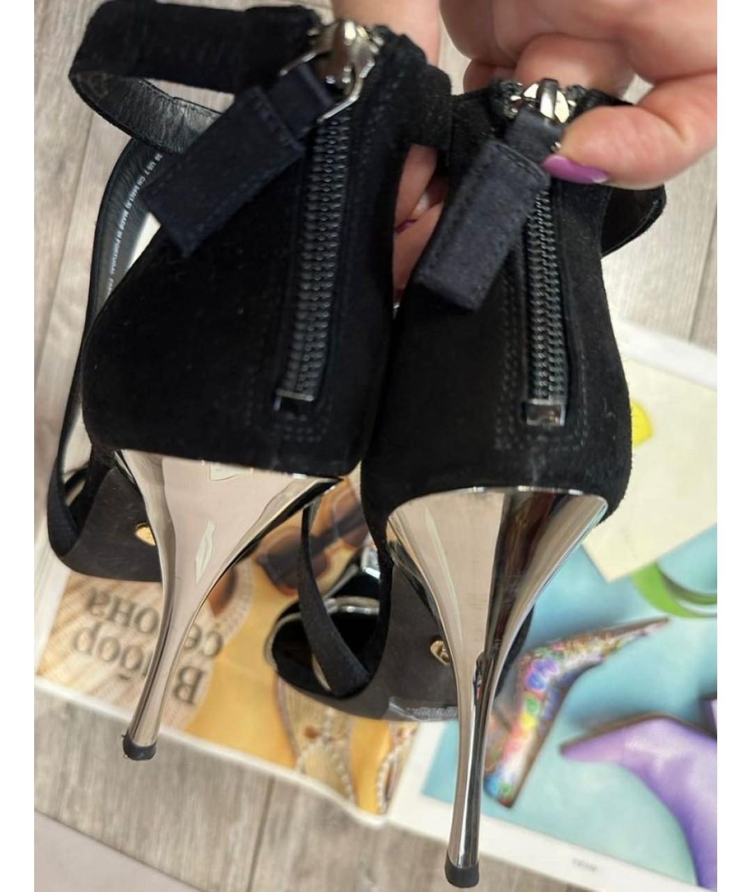 GIAMBATTISTA VALLI Черные текстильные босоножки, фото 4