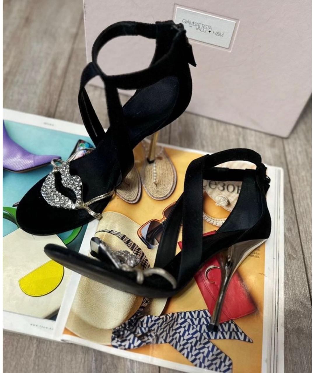 GIAMBATTISTA VALLI Черные текстильные босоножки, фото 8