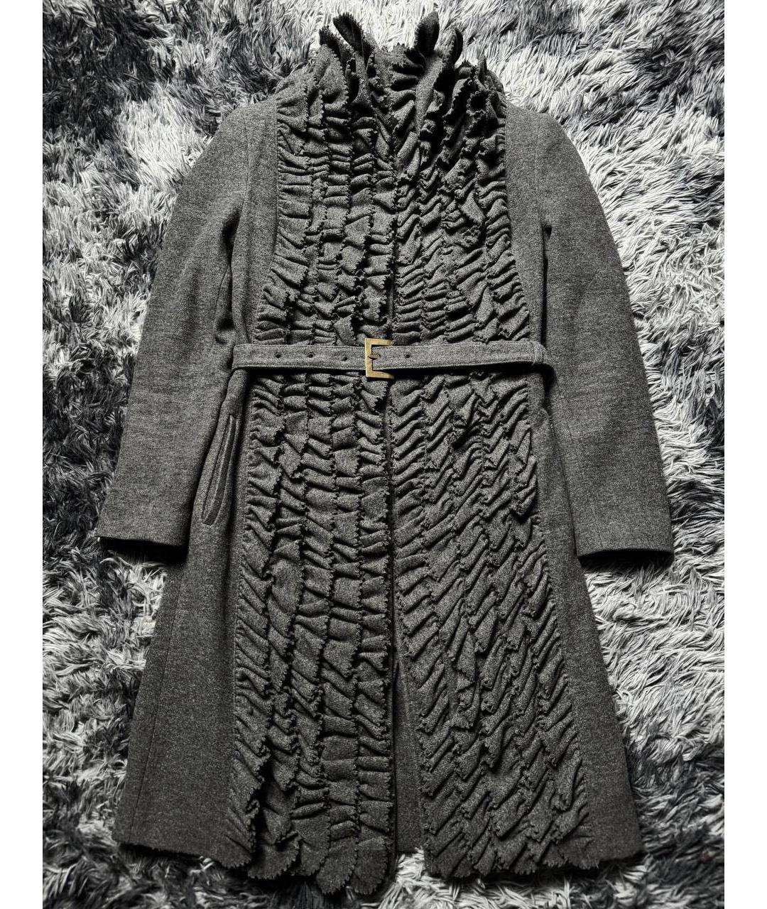 ROBERTO CAVALLI Серое шерстяное пальто, фото 5