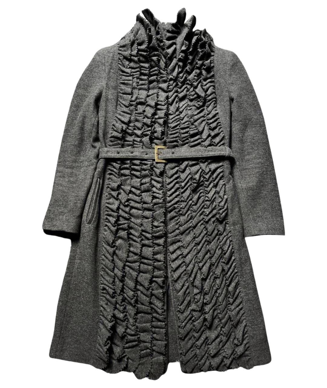 ROBERTO CAVALLI Серое шерстяное пальто, фото 1