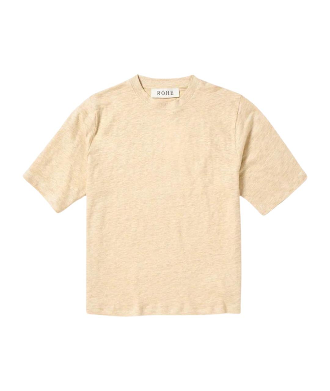 ROHE Бежевая льняная футболка, фото 1