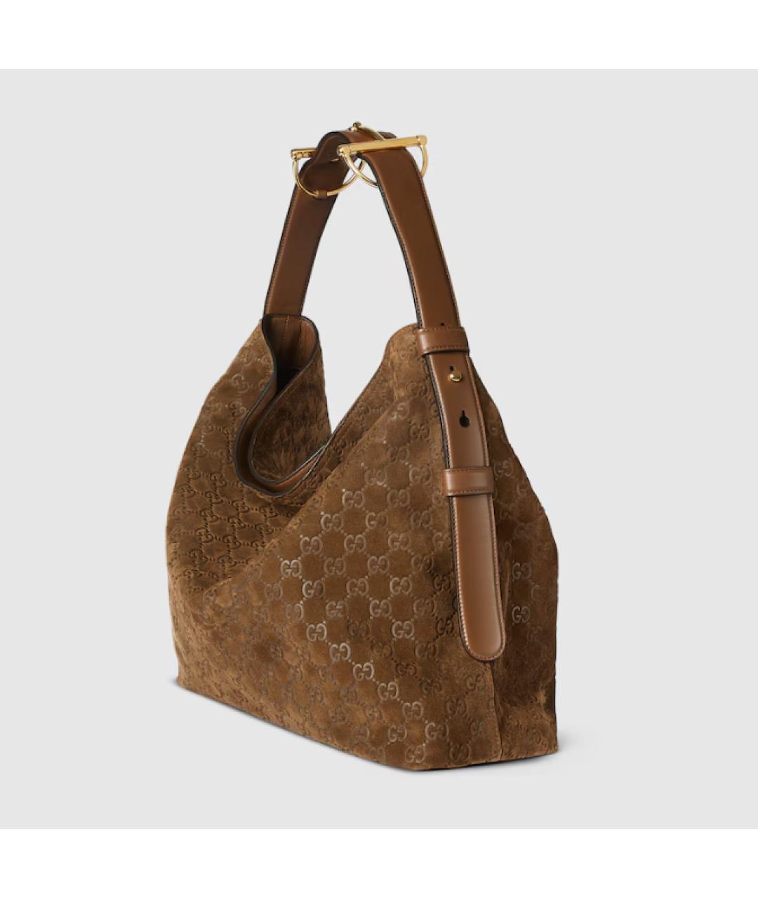 GUCCI Коричневая замшевая сумка тоут, фото 2