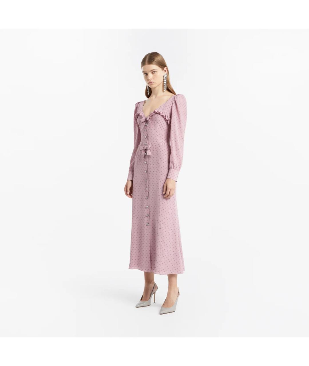 ALESSANDRA RICH Розовое шелковое повседневное платье, фото 3