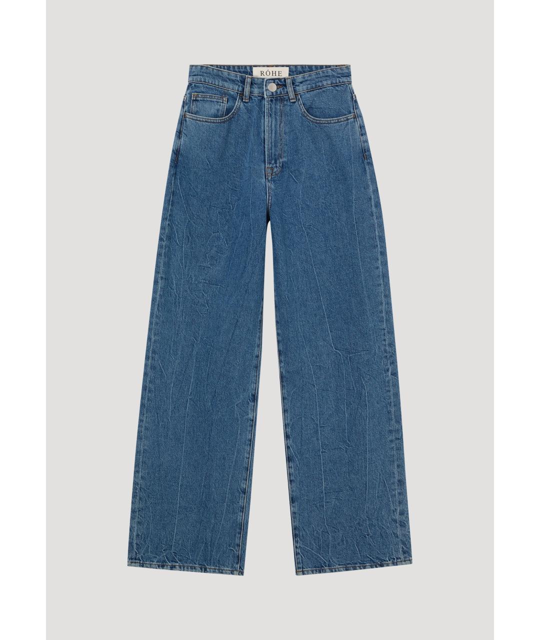 ROHE Синие хлопковые прямые джинсы, фото 4