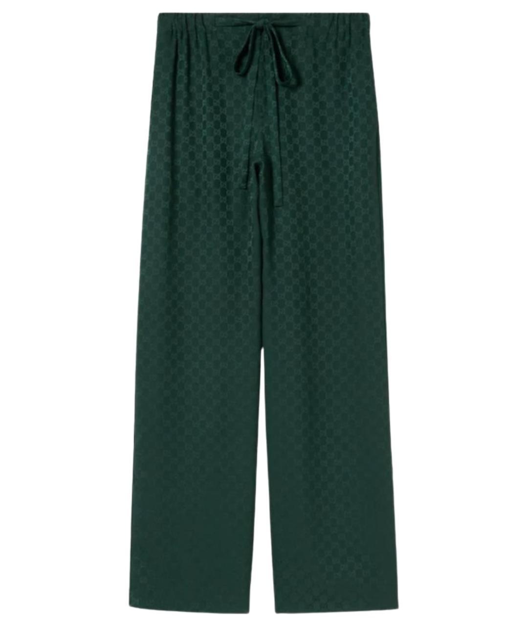 GUCCI Зеленые шелковые брюки широкие, фото 1