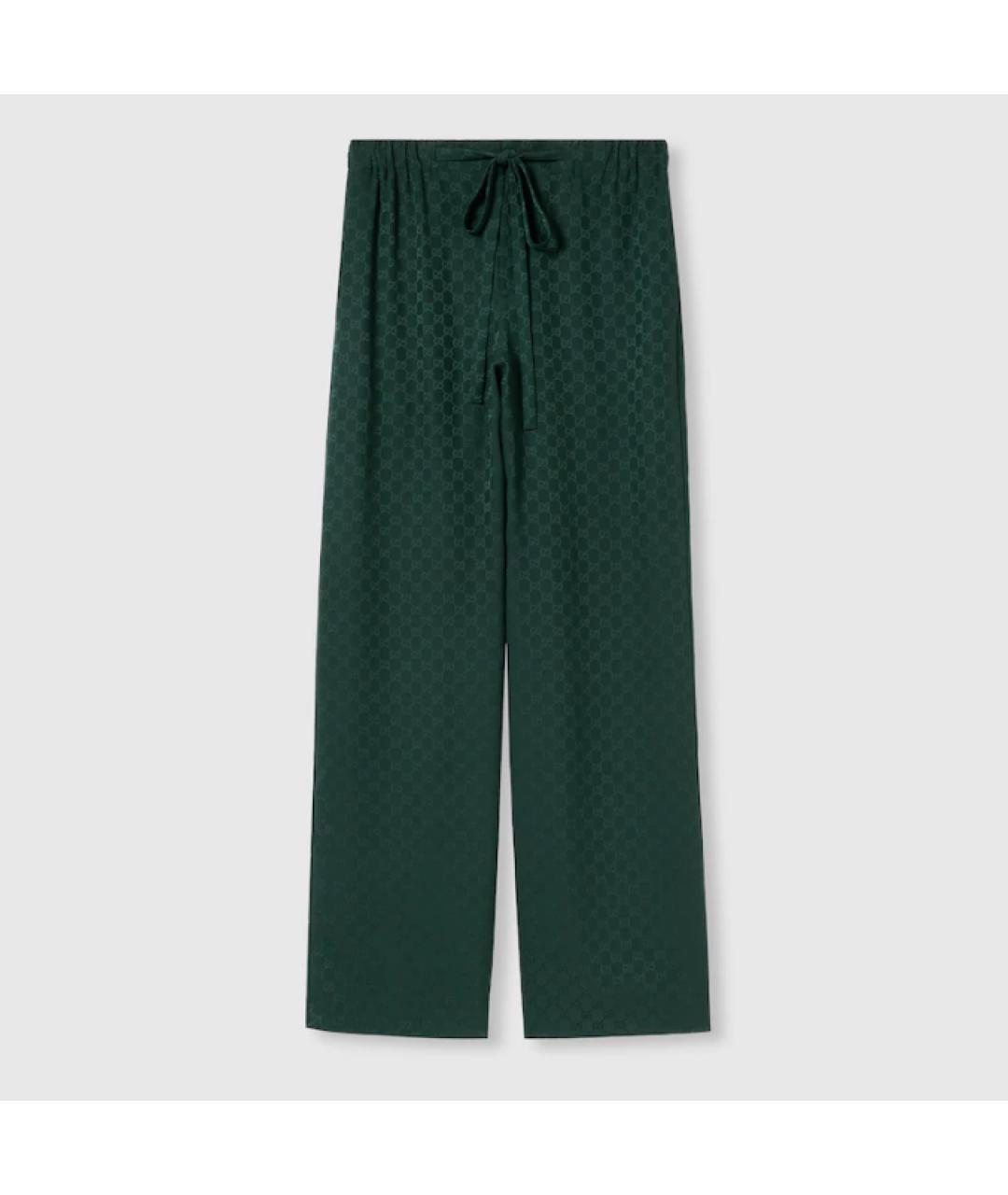GUCCI Зеленые шелковые брюки широкие, фото 4