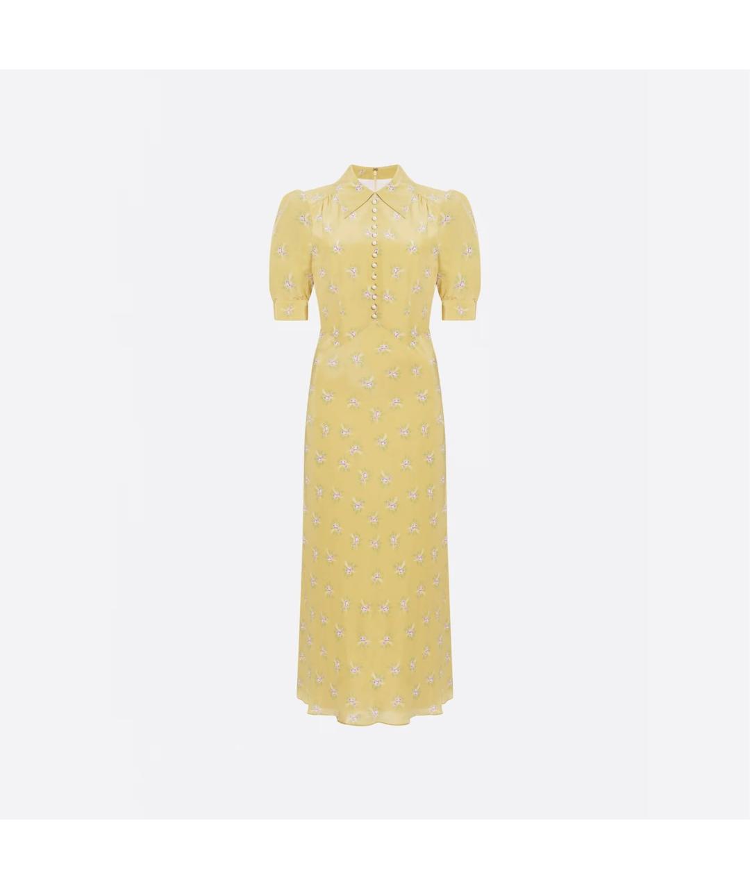 ALESSANDRA RICH Желтое шелковое повседневное платье, фото 4