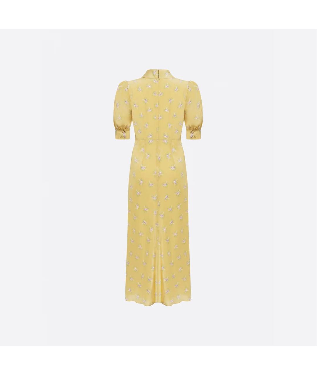 ALESSANDRA RICH Желтое шелковое повседневное платье, фото 2