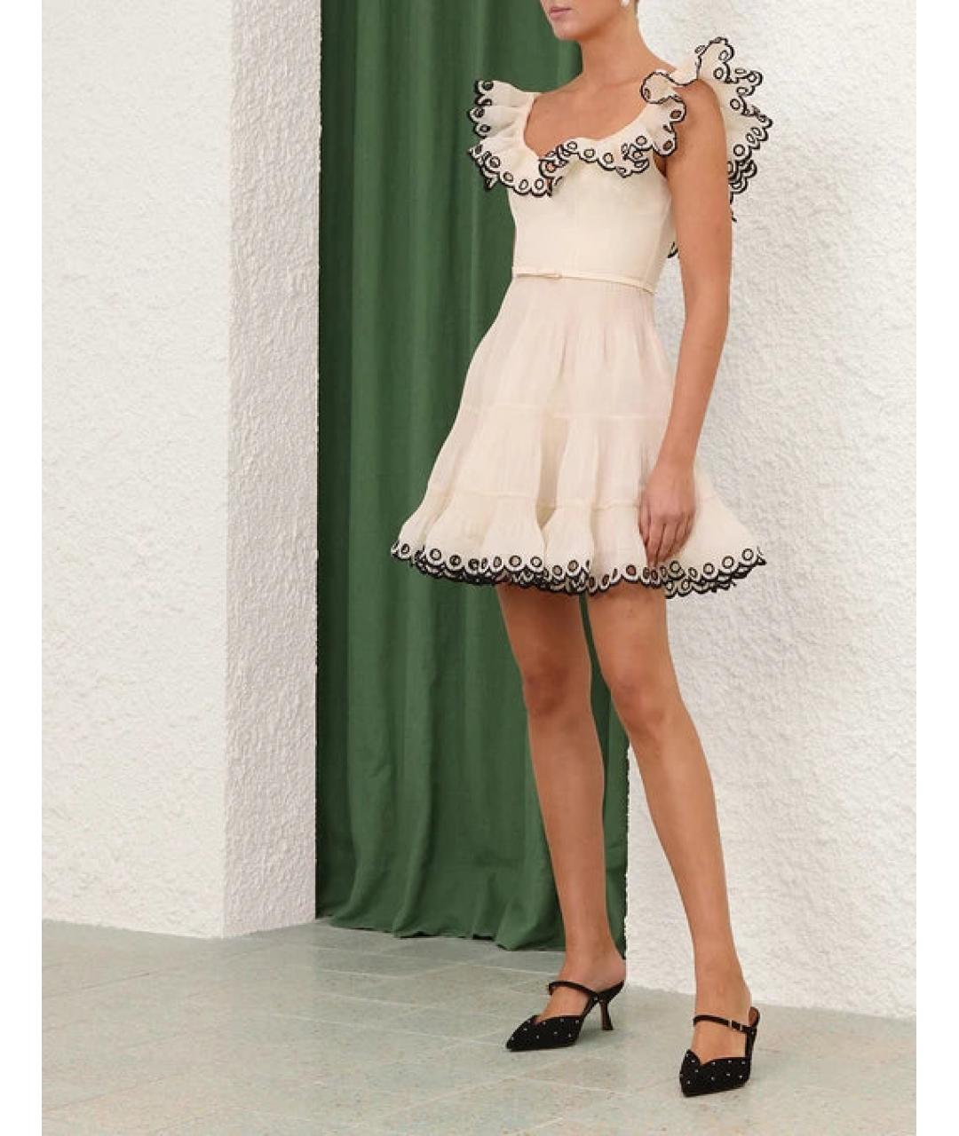 ZIMMERMANN Бежевое полиэстеровое коктейльное платье, фото 2