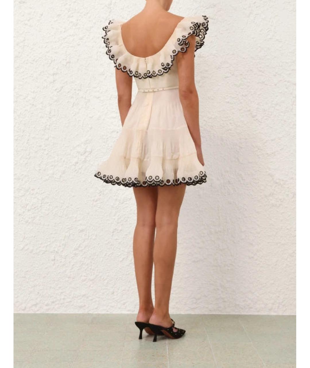 ZIMMERMANN Бежевое полиэстеровое коктейльное платье, фото 3