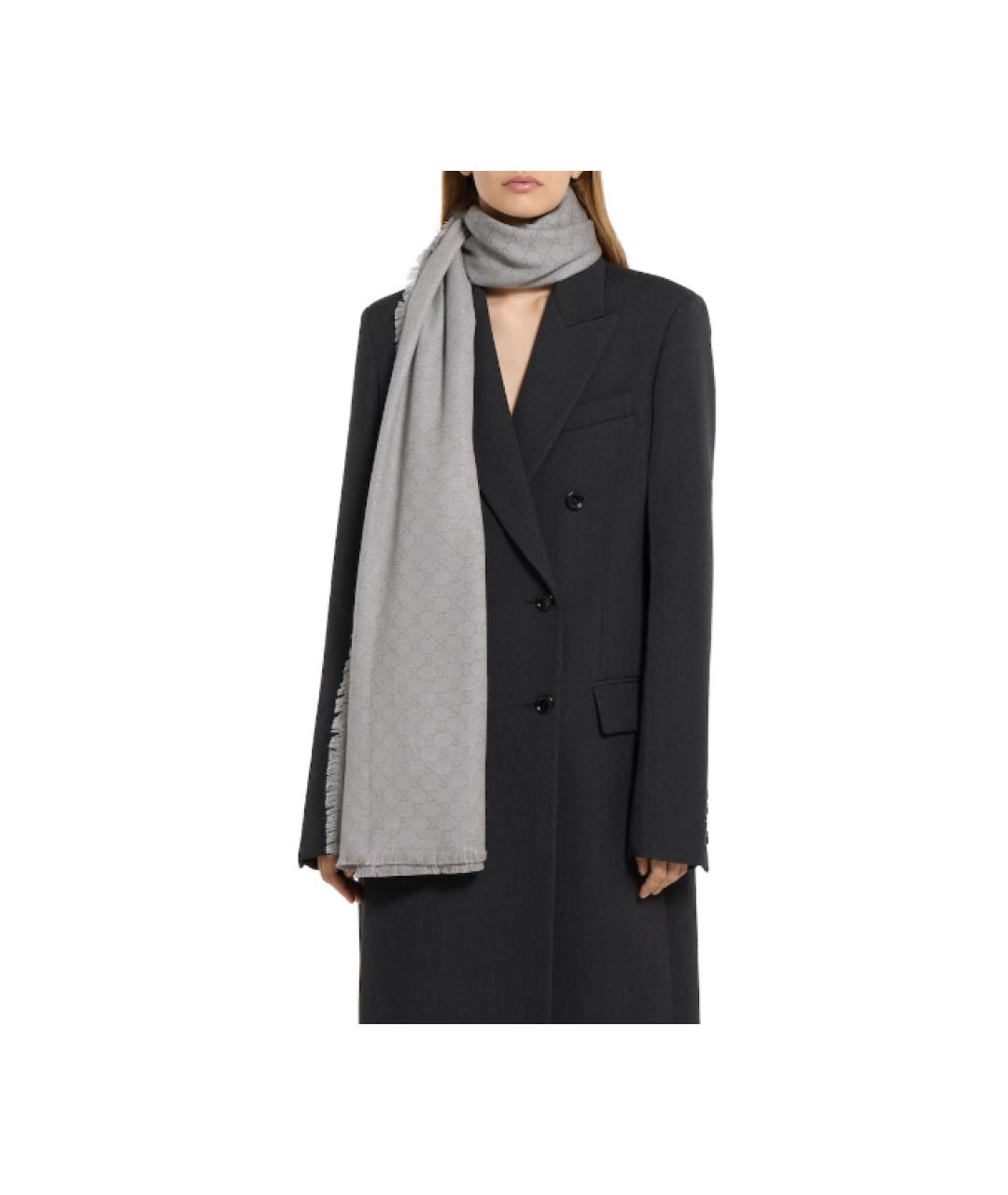 GUCCI Серый хлопковый платок, фото 2