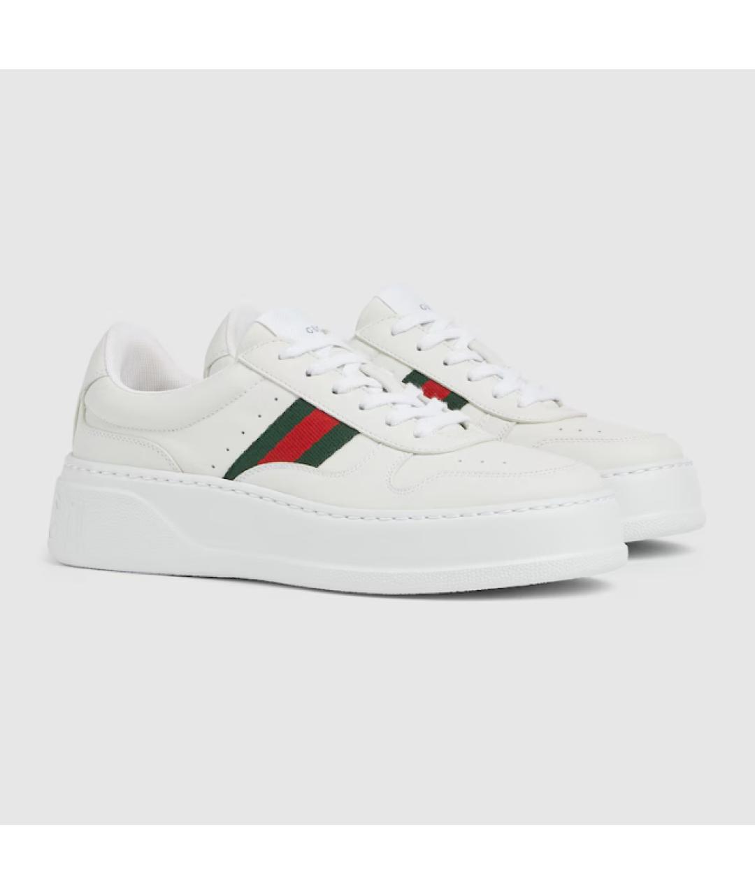 GUCCI Белые кожаные кроссовки, фото 2