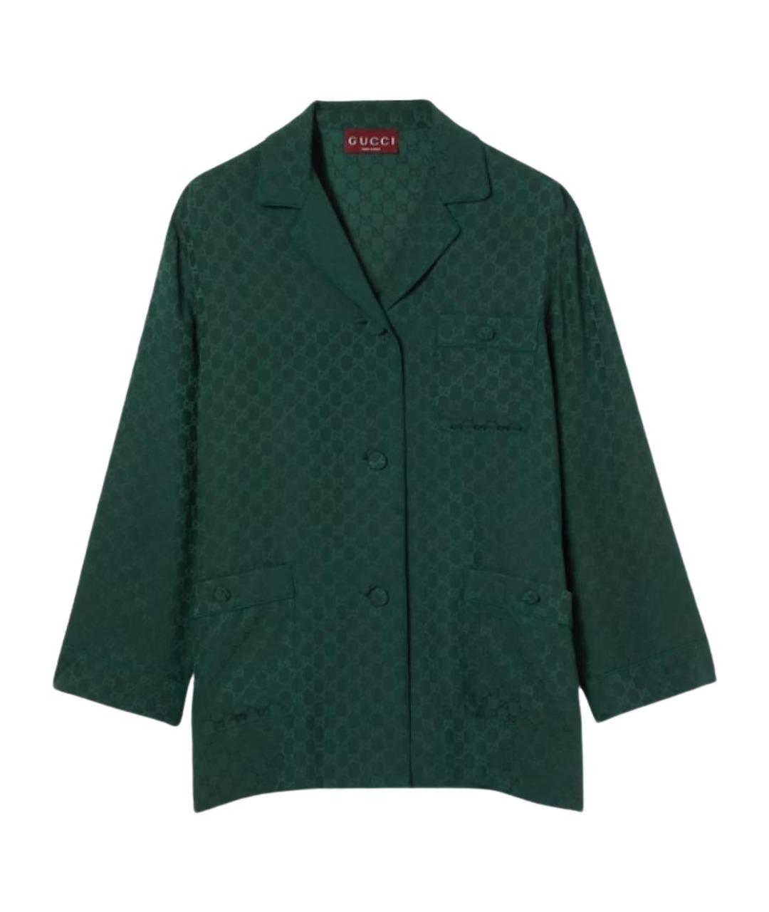 GUCCI Зеленая шелковая рубашка, фото 1