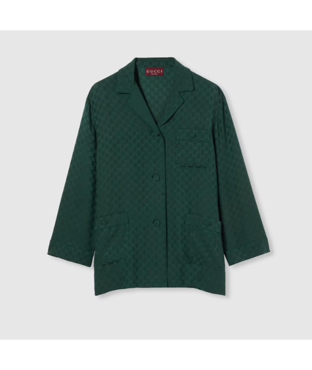 GUCCI Зеленая шелковая рубашка, фото 4