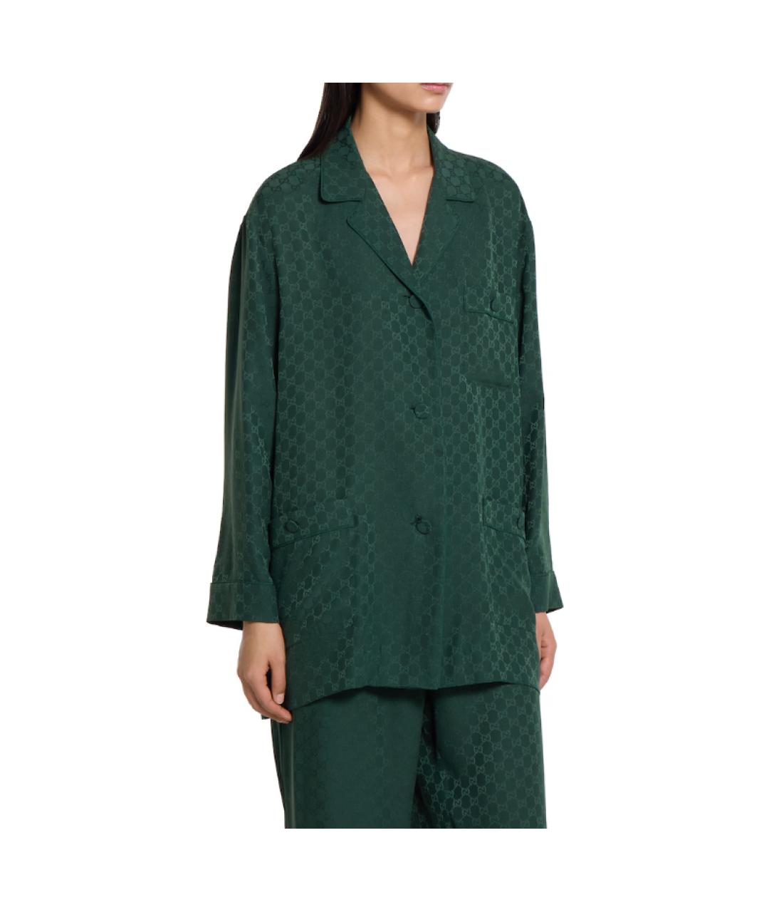 GUCCI Зеленая шелковая рубашка, фото 2