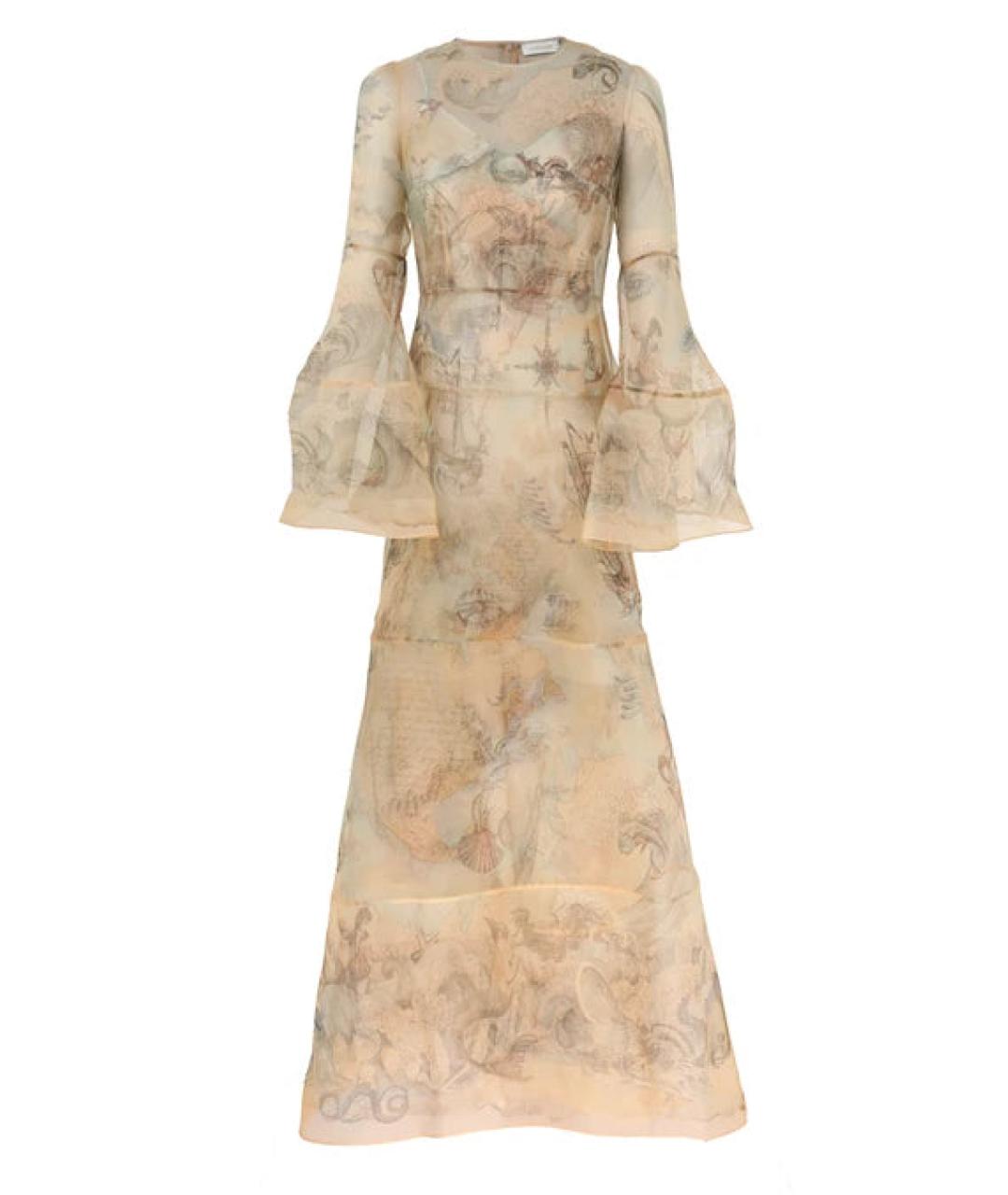 ZIMMERMANN Бежевое шелковое платье, фото 1