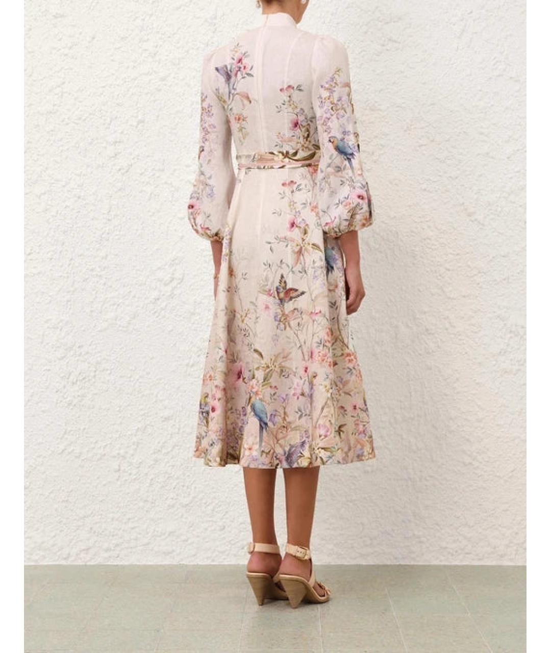 ZIMMERMANN Белое льняное повседневное платье, фото 3